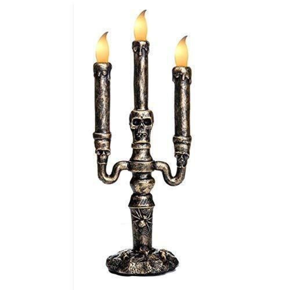 LED Halloween skull Head Flameless Candles，Lamp Battery Operated- Gold